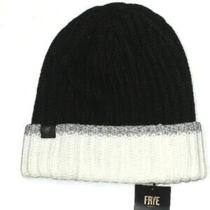Frye knit beanie black with white trim FDNY Black Knit Hat - FDNY Shop main image 2